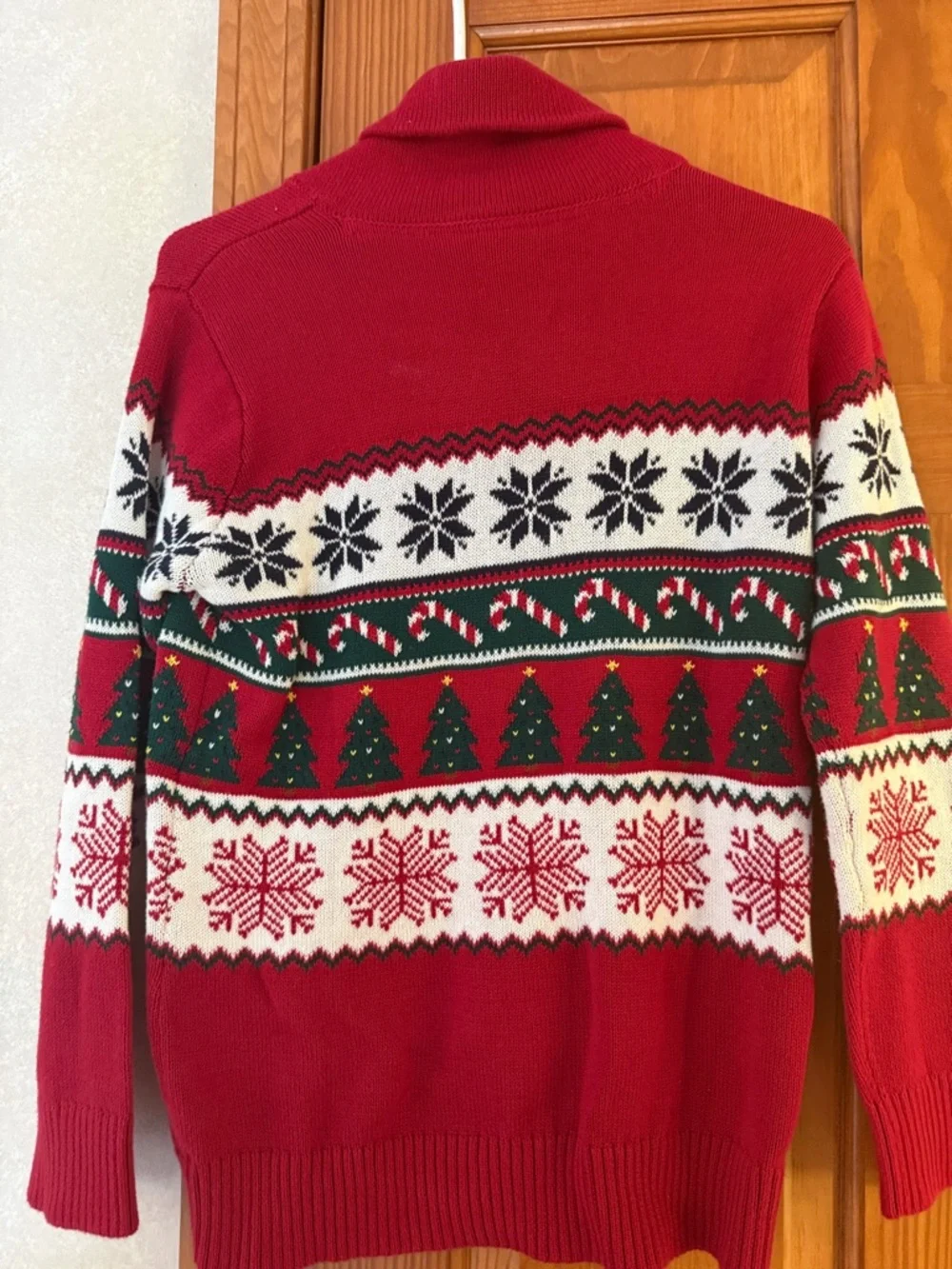 The Children's Place Red Fair Isle Shawl Collar Holiday Sweater size 10-12